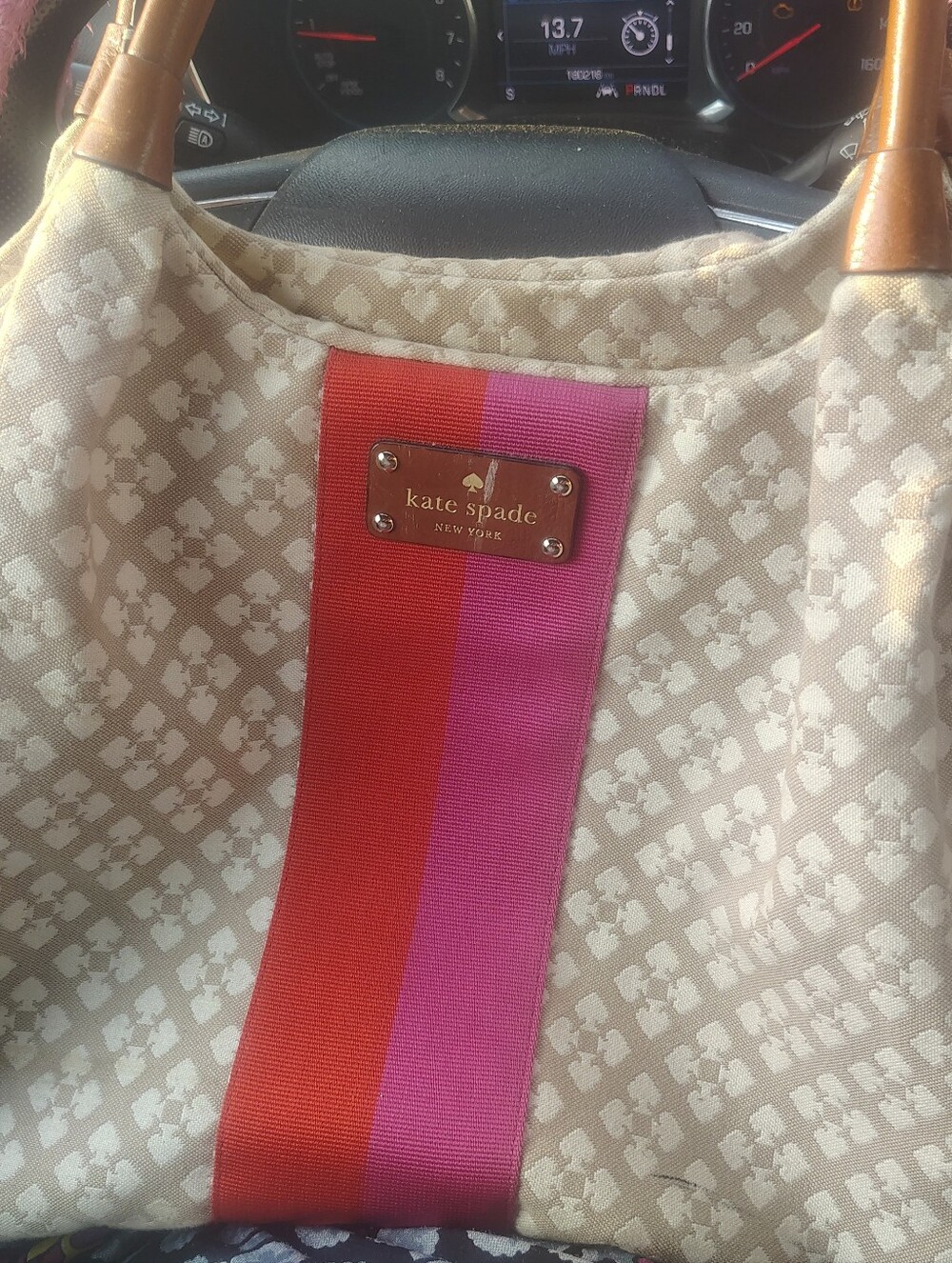 kate spade Cream Dress with Pink and Red Stripe Detail